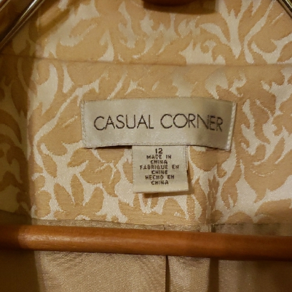 Casual Corner Cream Ivory Jacquard Textured Duster Long Blazer Elegant - Picture 2 of 5